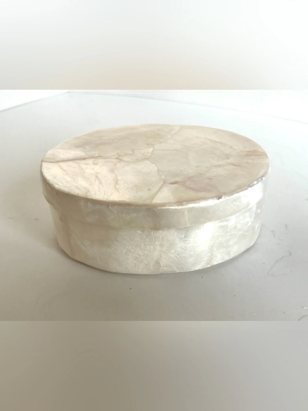 White Pearlized Capiz Shell Oval Jewelry Box - Elegant Jewelry Organizer